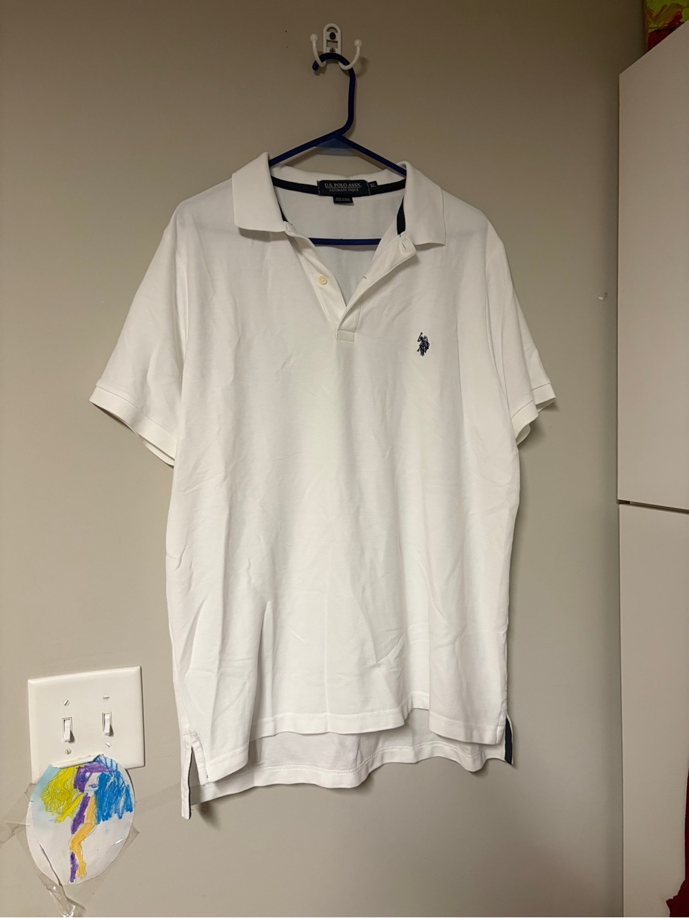 U.S. Polo Assn. White Polo Shirt with Navy Logo - XL - EUC
